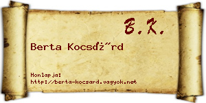 Berta Kocsárd névjegykártya